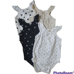 Carter's Baby Girls Lot of 4 Bodysuits sz 6 Months